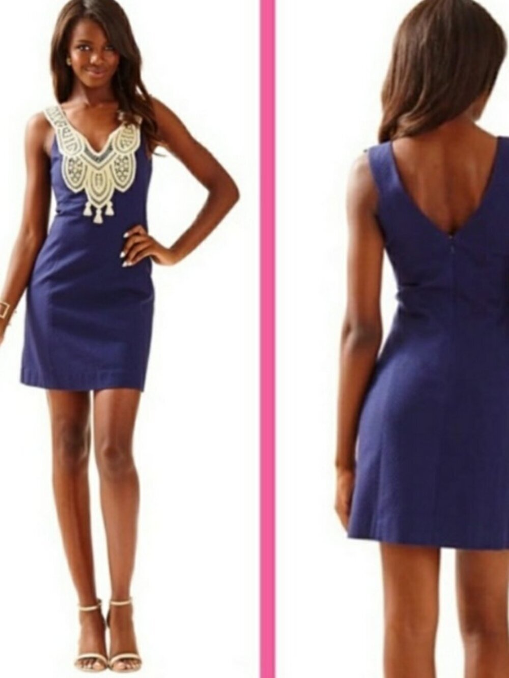 Lilly Pulitzer Largo Navy Gold Sleeveless Shift Dress Size 0